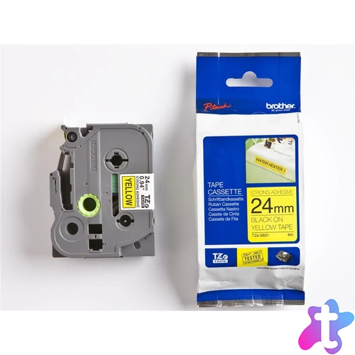 Brother nyomtatószalag Tze-S651 P-touch sárga alap, fekete betű 24mm