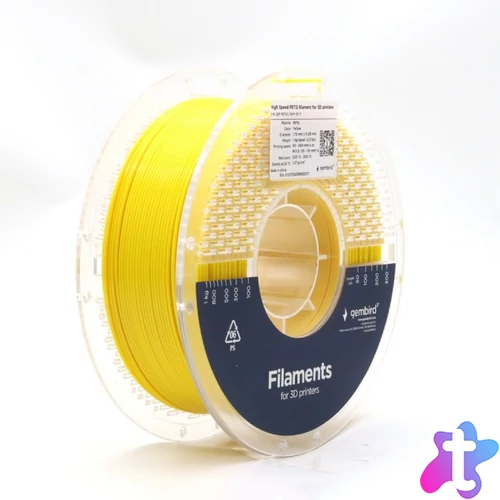 Gembird filament High Speed PETG yellow, 1,75 MM, 1 KG