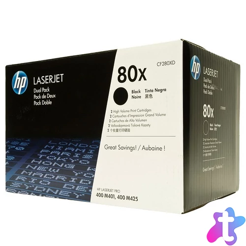 Hp toner CF280XD (80X)  dupla black 2X6,9k