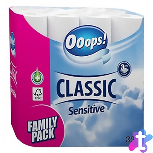 Toalettpapír OOOPS! Classic Sensitive 3 rétegű 32 tekercs/csomag