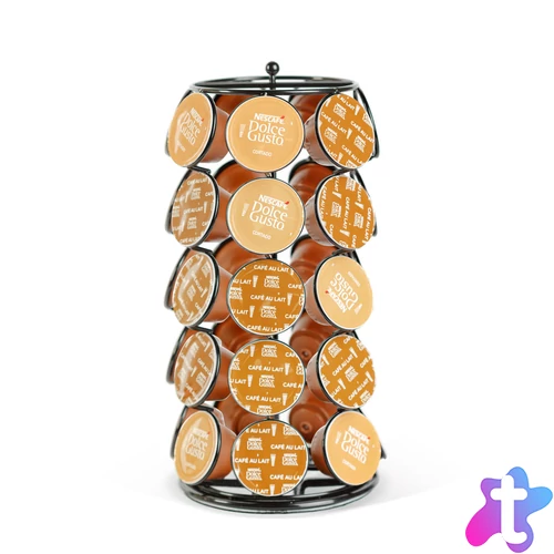 Fém kávékapszula tartó, 35 db Dolce Gusto kapszulához, 165 x 165 x 320 mm, fekete