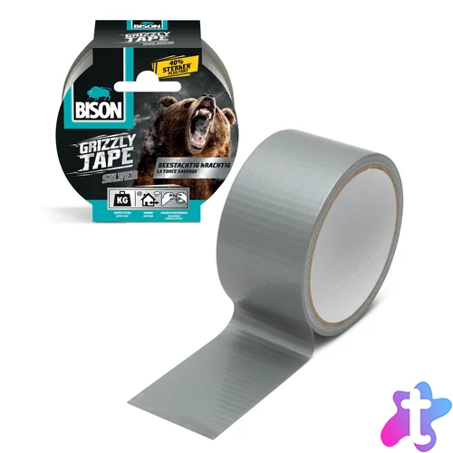 BISON Grizzly szupererős szöveterősített ragasztószalag, szürke, 10 m
