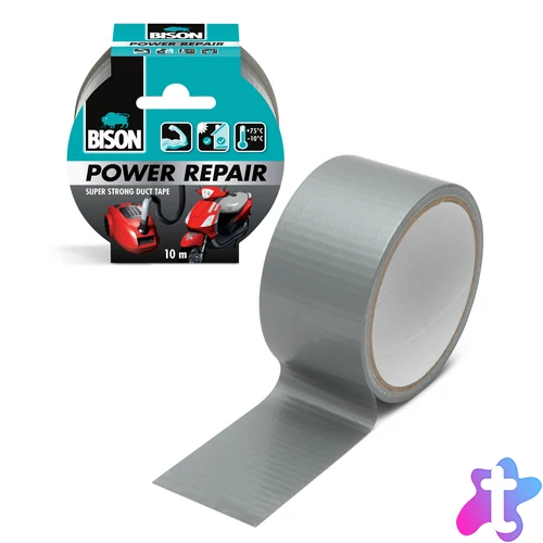 BISON Power Repair szöveterősített ragasztószalag, szürke, 10 m