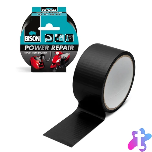 BISON Power Repair szöveterősített ragasztószalag, fekete, 10 m