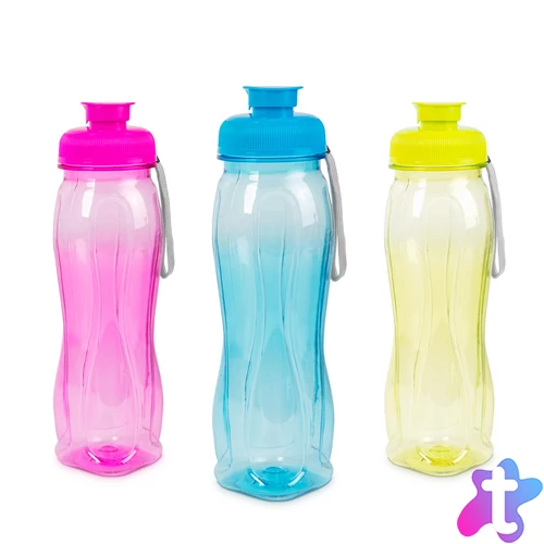 Sport kulacs, műanyag, átlátszó, 750 ml, 3 színben