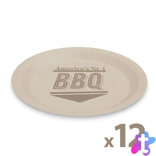 Papírtányér szett, BBQ, 23 cm, 12 db / csomag