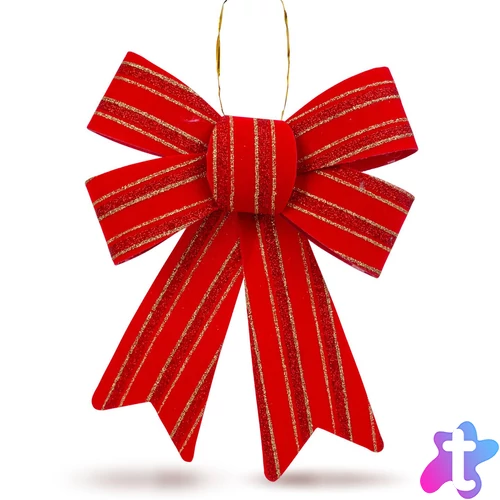 Masni dekoráció - glitteres, piros - 18 x 25 cm