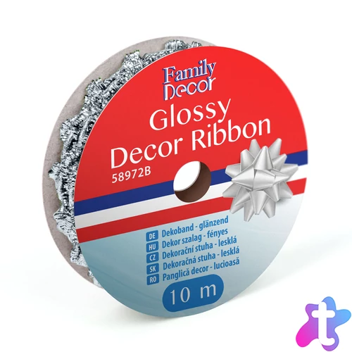 Dekor szalag - fényes - 2,74 m - ezüst