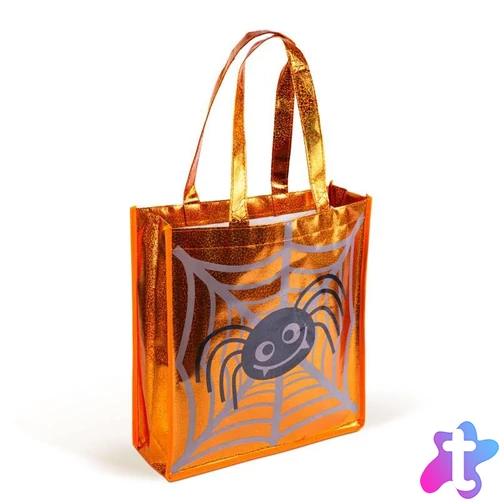 Halloween-i ajándéktáska - pók - 30 x 33 cm - narancssárga