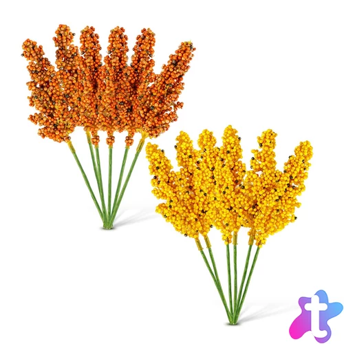 Őszi dekoráció - köles ág - 2 féle - 18,6 cm - 6 db / csomag