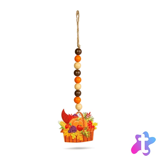 Őszi dekoráció - bőség kosár - akasztható - fa - 29 x 9 cm