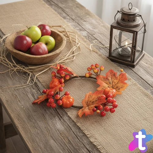 Őszi dekoráció - juharlevél koszorú - 22 cm