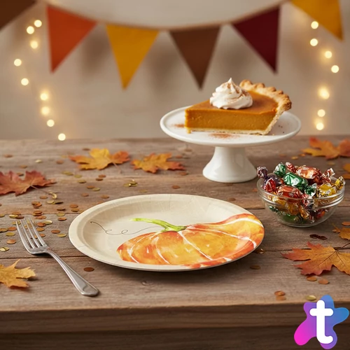 Papírtányér szett - tökös - 2 méret - 12 db / csomag