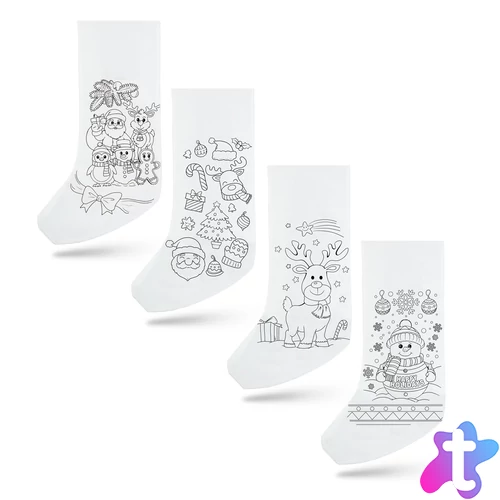 Színezhető mikulás csizma - 4 filccel - 4 féle - 41 x 21 cm