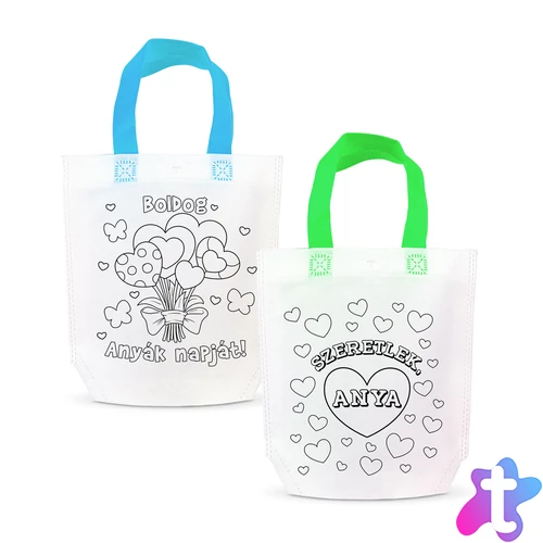 Színezhető ajándéktáska - 4 filccel - 24 x 22 cm - 2 féle