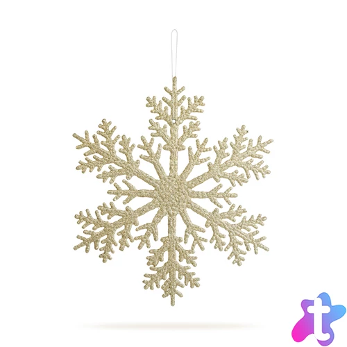 Karácsonyi dekoráció - jégkristály - glitteres arany - akasztható - 31 cm