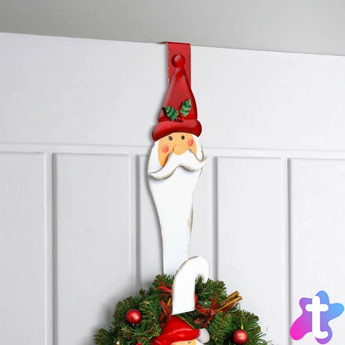 Karácsonyi kopogtató, ajtódísz tartó - fém - mikulás - 38 cm