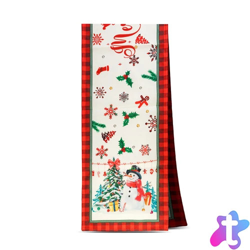 Karácsonyi dekoráció - asztalterítő futó - manós - 183 x 33 cm
