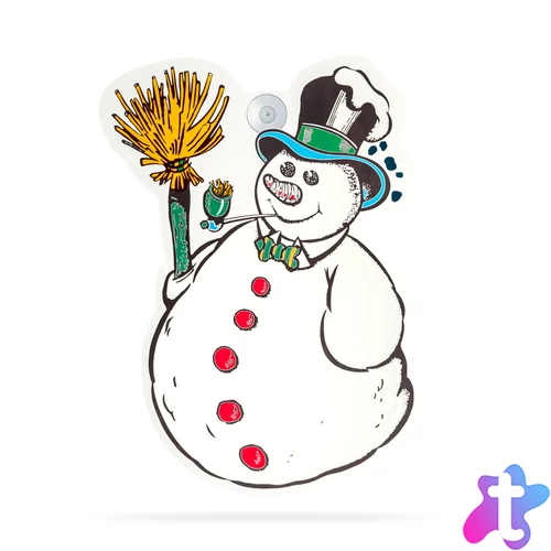 Karácsonyi ablakdekoráció - hóember - tapadókorongos - 30 x 29 cm