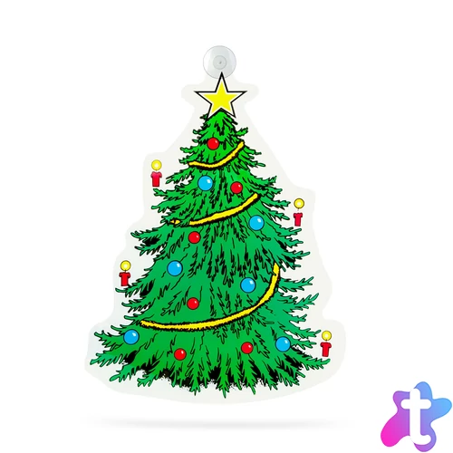 Karácsonyi ablakdekoráció - karácsonyfa - tapadókorongos - 30 x 29 cm