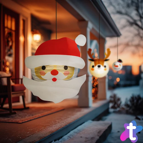 Karácsonyi lampion - Mikulás - papír - 30 cm