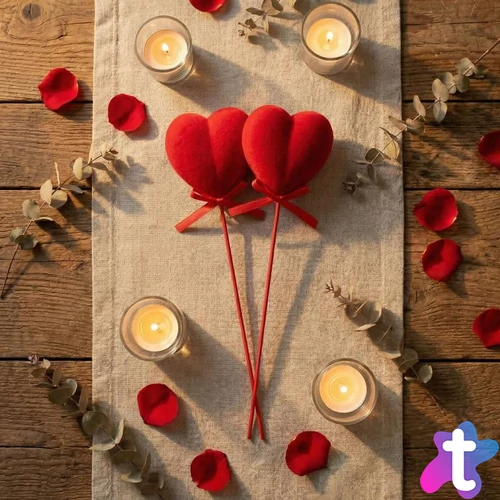 Leszúrható szív szett - piros plüss, habszivacs - 28 cm - 2 db / csomag