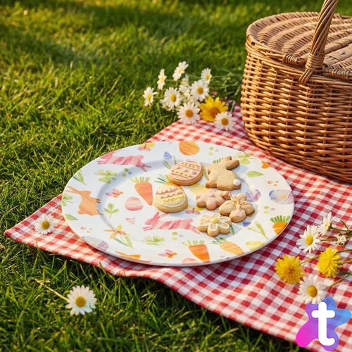 Húsvéti tálca - fém - répás - 33 cm