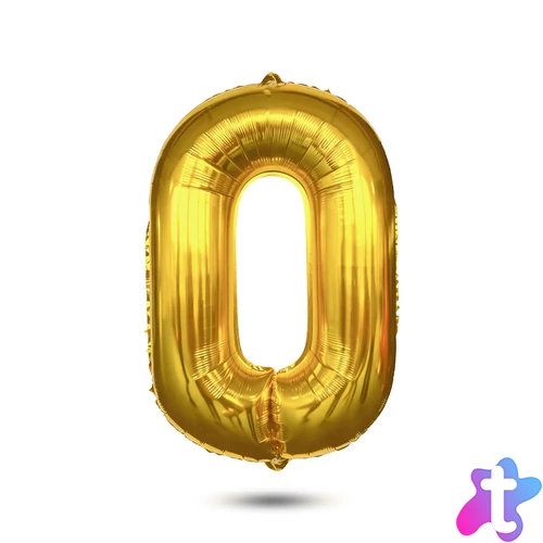 0-ás születésnapi szám fólia lufi, arany, 40"