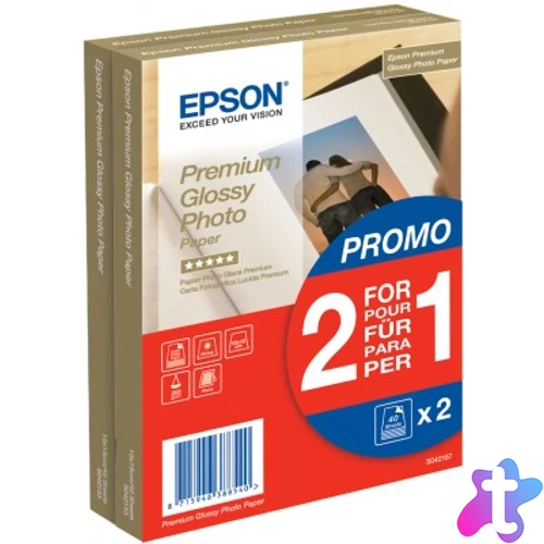Epson Premium Glossy Photo Paper - (2 for 1), 100 x 150 mm, 255g/m2, 80 Sheets