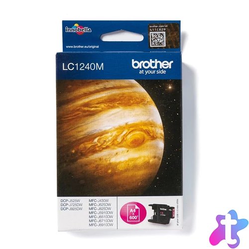 Az eredeti Brother LC1240M magenta tintapatront úgy terveztük, hogy azzal mindenkor garantáltan kiváló minőségű dokumentumokat nyomtasson. Fakulás mentes tulajdonsága garantálja, hogy a dokumentumok hosszú ideig megőrzik élénk, kristálytiszta színeiket. A