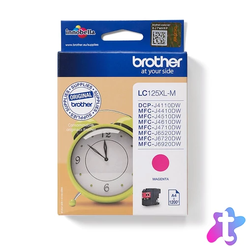 A szakszerűen megtervezett, eredeti Brother LC125XLM tintapatron tökéletesen összhangban működik a Brother nyomtatók széles választékával. Segít csökkenteni nyomtatási kiadásait, miközben kimagasló eredményeket érhet el vele. Függetlenül attól, hogy az ot