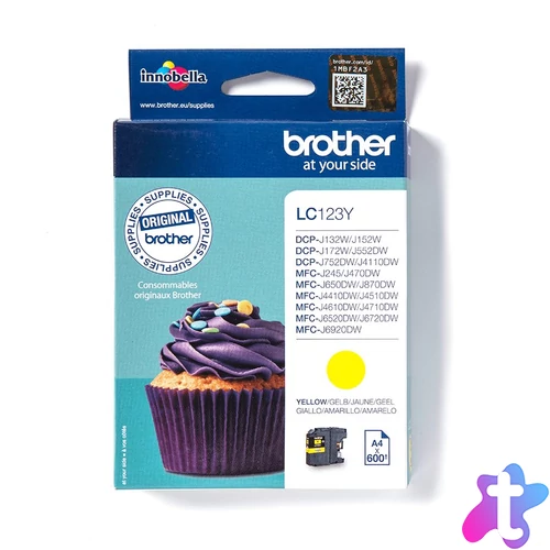 Brother LC123Y tintapatron 1 db Eredeti Nagy (XL) kapacitású Sárga