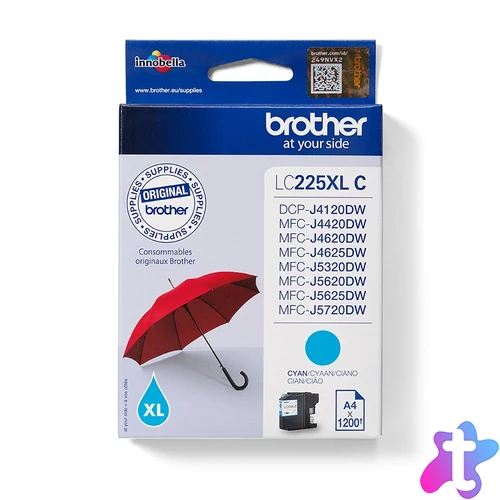 Brother LC225XLC tintapatron 1 db Eredeti Nagy (XL) kapacitású Cián