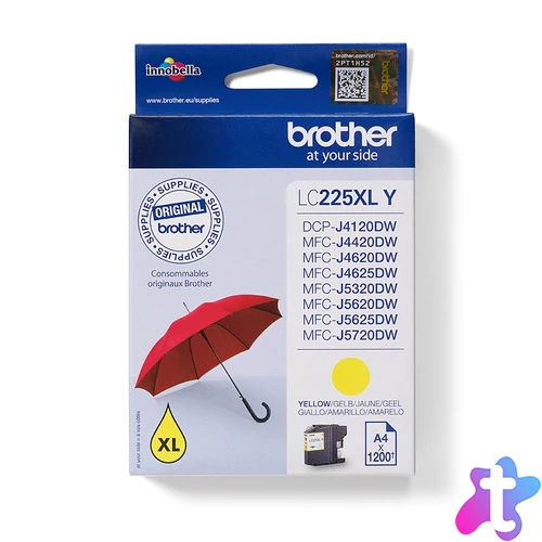 Brother LC225XLY tintapatron 1 db Eredeti Nagy (XL) kapacitású Sárga