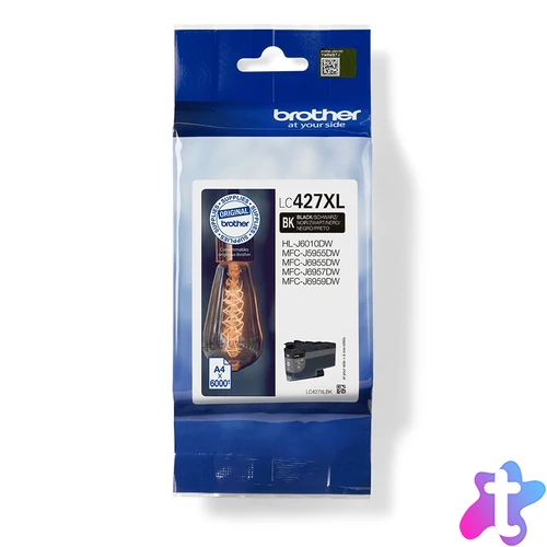 Brother LC-427XLBK tintapatron 1 db Eredeti Nagy (XL) kapacitású Fekete