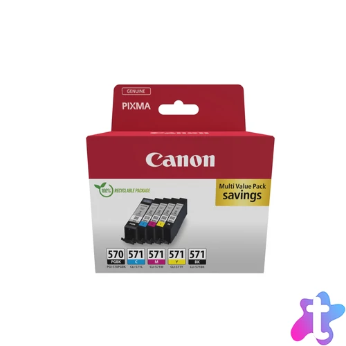 Canon 0372C006 tintapatron 5 db Eredeti Fekete, Cián, Magenta, Sárga