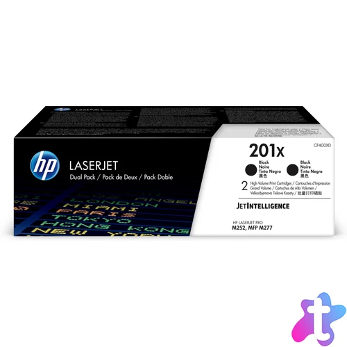 HP 201X 2 darabos nagy kapacitású fekete eredeti LaserJet tonerkazetta