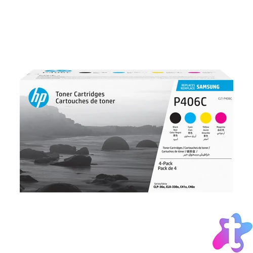 Samsung CLT-P406C eredeti ciánkék/bíborvörös/sárga/fekete tonerkazetta, 4 darabos kiszerelés