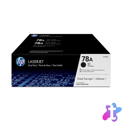 HP 78A 2-pack Black Original LaserJet Toner Cartridges festékkazetta 2 db Eredeti Fekete