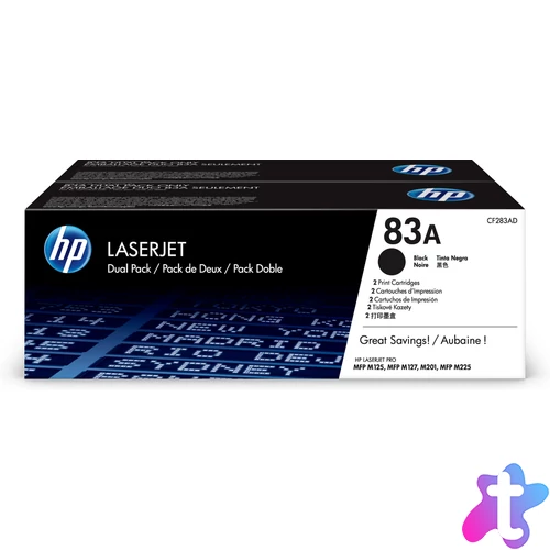 HP 83A 2 darabos fekete eredeti LaserJet tonerkazetta