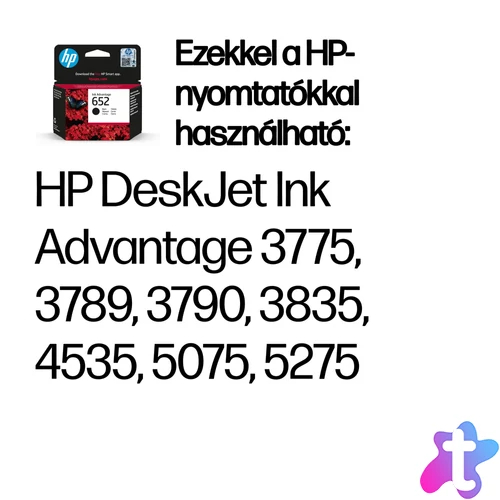 HP 652 Black Original Ink Advantage Cartridge tintapatron 1 db Eredeti Standard teljesítmény Fekete