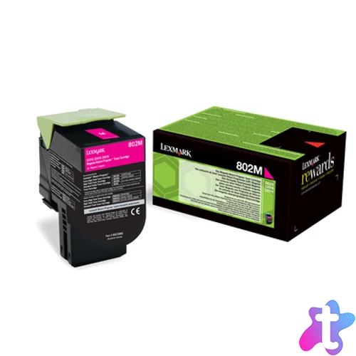 Lexmark 802M Toner, Magenta, 1K, Eredeti (80C20M0)