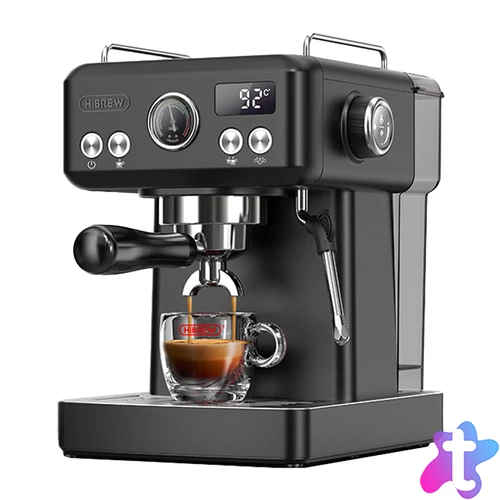 HiBREW H10A dugattyús eszpresszógép hőmérséklet-szabályozással (fekete)