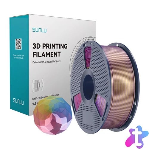 Sunlu PLA+ Silk négy színű nyomószál (kék–lila–piros–arany)