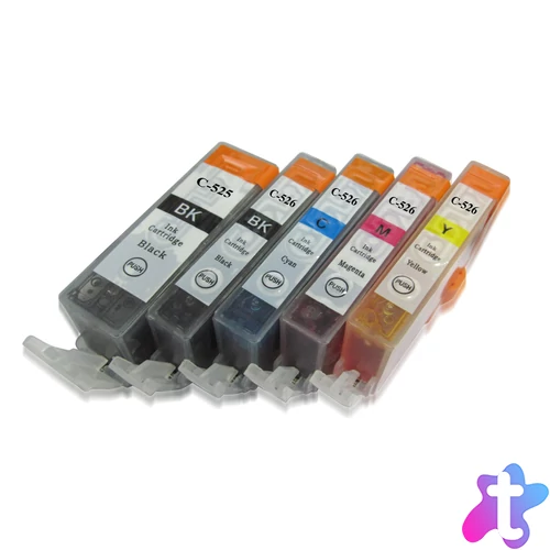 PGI-525Bk - CLI-526 CMYBk set - 5db-os utángyártott chipes patron csomag