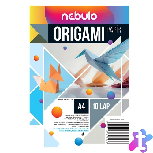 Origami és kivágó papír, A4, vegyes színek, 10 lap/csomag