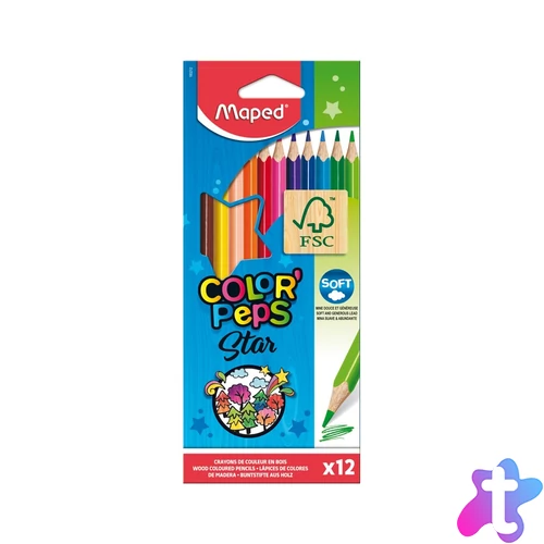 Color`Peps Star színes ceruza készlet, háromszögletű, 12 szín