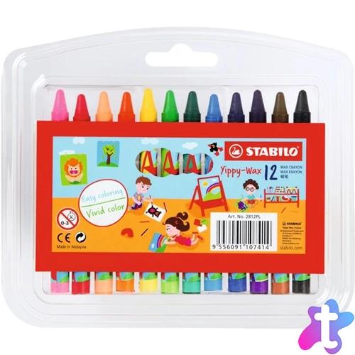 Zsírkréta, STABILO "Yippy-wax", 12 különböző szín
