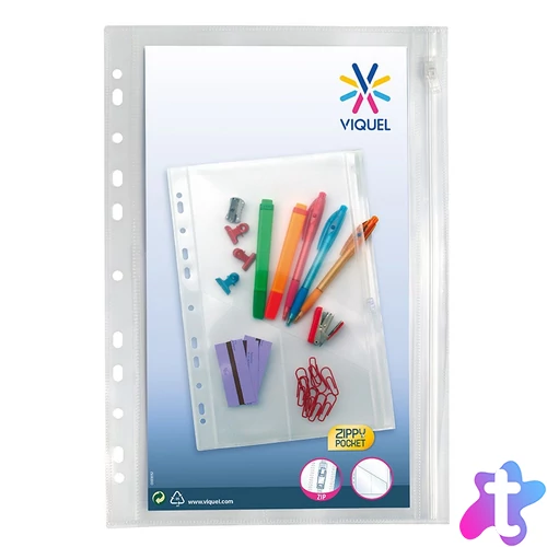 Genotherm, lefűzhető, cipzáras, A4, 200 mikron, víztiszta, 2 részes