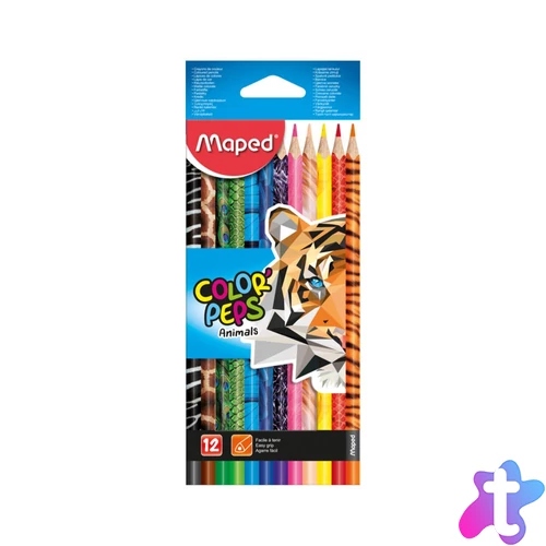 Color`Peps Animal színes ceruza készlet, háromszögletű, 12 szín